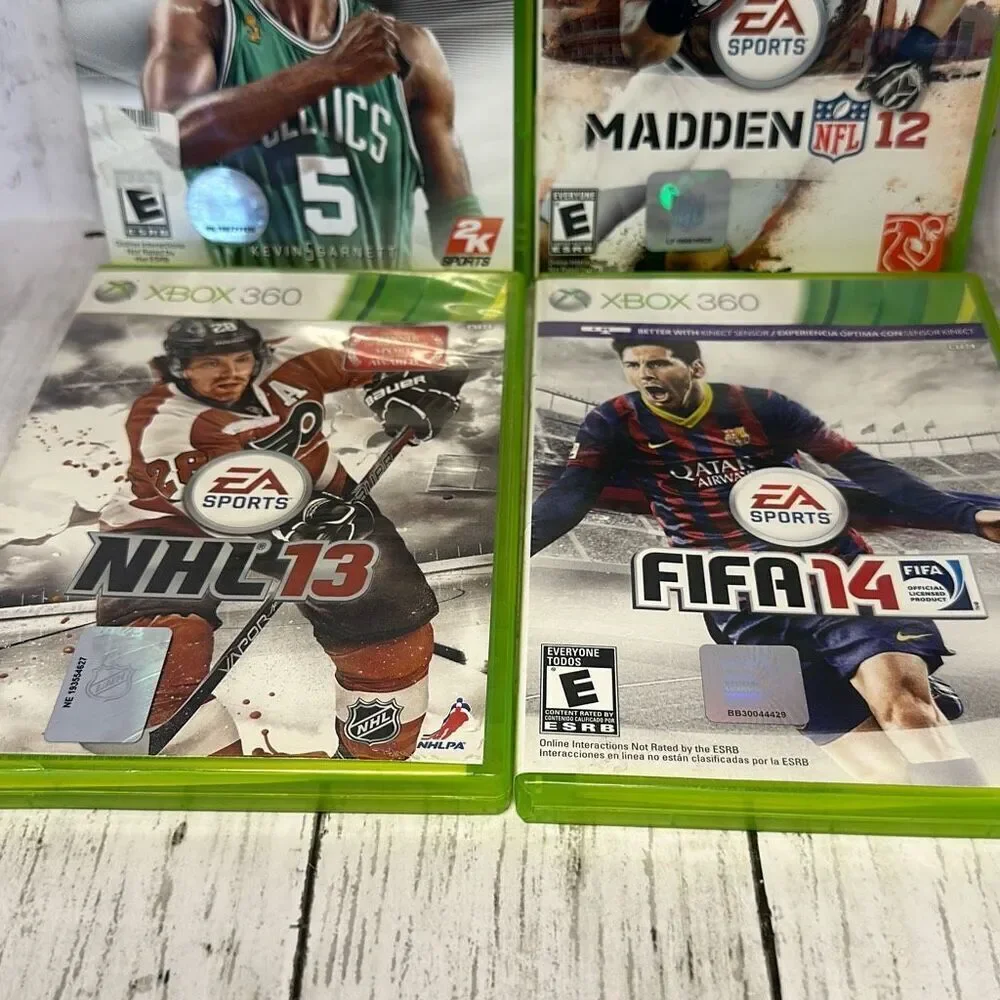Microsoft Xbox‎ 360 lot of 4 Sports Games Madden 12 NHL 13 NBA2K9 Kevin Grant